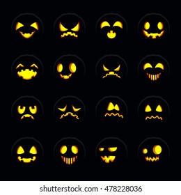 Set of Halloween pumpkin face