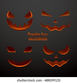 Set Halloween pumpkin face. Vector illustration eps 10