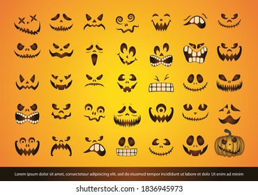 Set of halloween pumpkin faces vector design