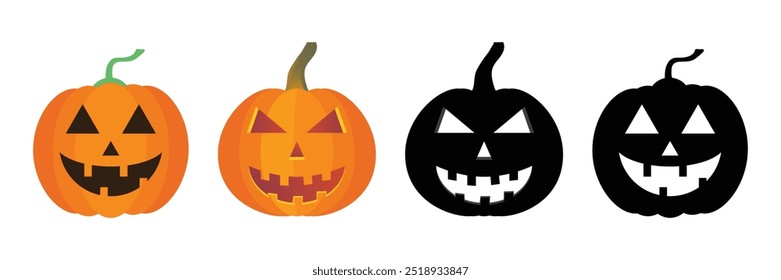 Set of halloween pumpkin icon collection. Thanksgiving . winter squash symbol. Vector illustration.
