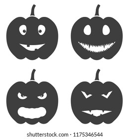 Set of Halloween pumpkin icons. Vector on white background