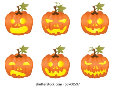 Conjunto de iconos de calabaza de halloween, ilustración vectorial