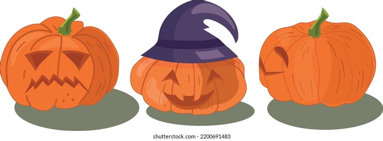 Indique la ilustración de la calabaza de Halloween. Elemento para imprimir, postal y afiche. Ilustración del vector