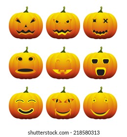 Set of Halloween Pumpkin isolated on white background, eps10 Vector illustration.