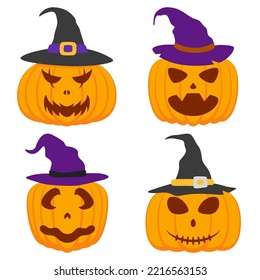 Set of Halloween Pumpkin isolated on white background