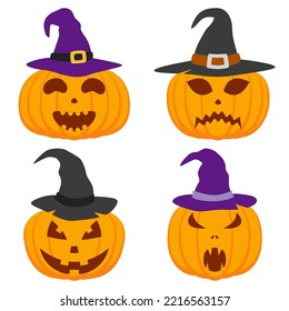 Set of Halloween Pumpkin isolated on white background