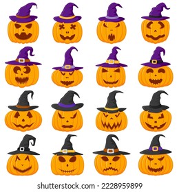 Set of Halloween Pumpkin isolated on white background