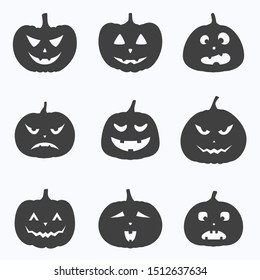 Set of halloween pumpkin on white background, vector illustration
