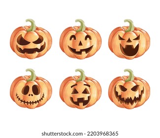 Set halloween pumpkin on white backgroundeps