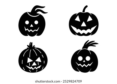 Set Of Halloween Pumpkin Silhouette Vector Illustration