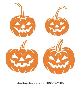 Set of Halloween pumpkin stamps