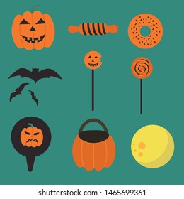 set for Halloween from pumpkin and sweets
