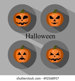 Set of Halloween pumpkin, vector