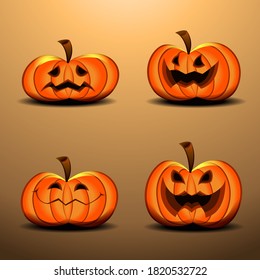 Set of halloween pumpkin vectors
