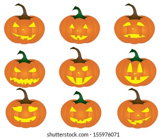 Set of Halloween pumpkins