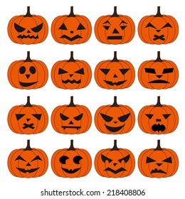 set of halloween pumpkins