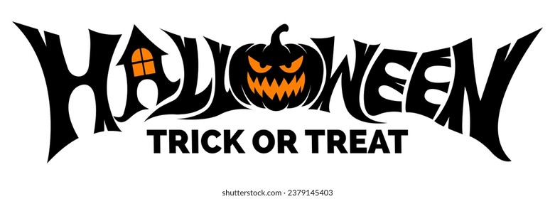 Set of Halloween pumpkins carved faces silhouettes. Black isolated halloween pumpkin face patterns on orange. Scary and funny faces of Halloween pumpkin or ghost. Vector illustration