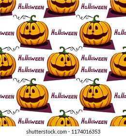 Set of halloween pumpkins, funny faces. Autumn holidays. Vector illustration EPS10.