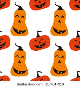 Set of halloween pumpkins, funny faces. Autumn holidays. Vector illustration EPS10.