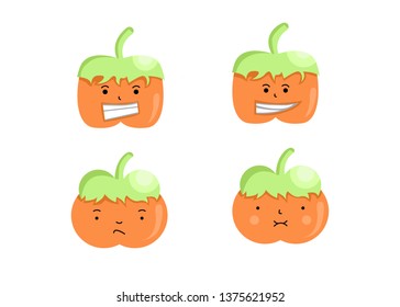 Set of halloween pumpkins, funny faces. Autumn holidays. Vector ,pumpkin illustration ,cartoon pumpkin set.
