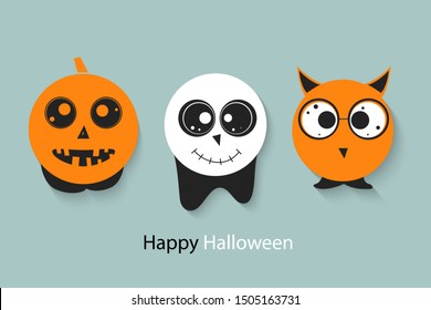 Set of halloween pumpkins, funny faces. Autumn holidays. Vector illustration EPS10.