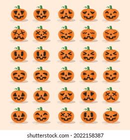 Set of halloween pumpkins illustration flat design
