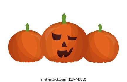set of halloween pumpkins isolated icon