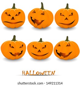 Set of Halloween pumpkins Jack O'Lantern 