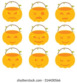 Set of Halloween pumpkins Jack O'Lantern