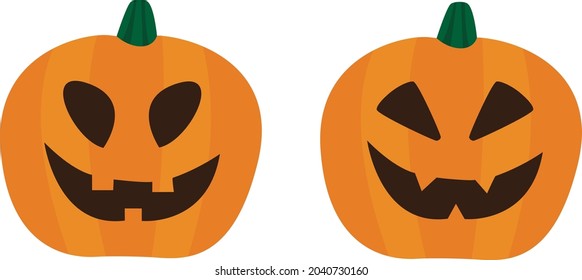 Conjunto de calabazas de halloween sobre el fondo blanco vector aislado