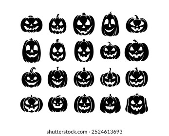 Set of Halloween Pumpkins Silhouette