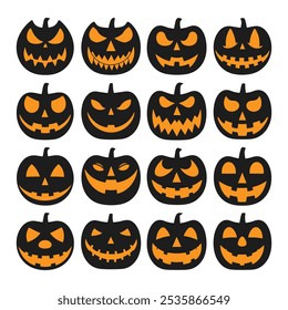 A set of Halloween pumpkins silhouette vector