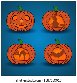 Set of halloween pumpkins. Vector illustration EPS10.
