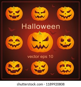 Set of halloween pumpkins. Vector illustration EPS10.