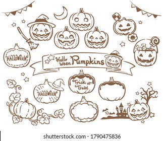 Set von Halloween-Kürbissen. Vektorgrafik.
