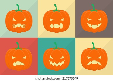 Set of halloween pumpkins. Vector illustration