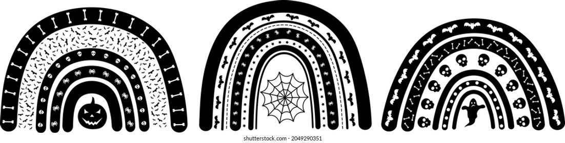Set Halloween rainbow vector illustration