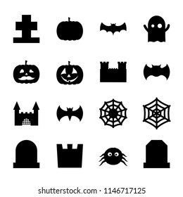 Set of halloween related spooky and cute decoration icons for design