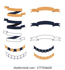 Set of Halloween ribbons and lables isolated on white background stock vector illustration. Empty design elements, objects in one style