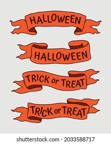 Set of Halloween Ribbons with Words.