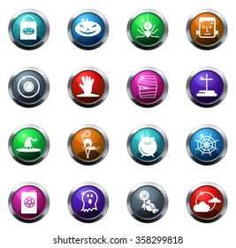 Set of halloween round glossy web icon set