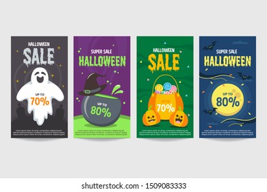 Set of halloween sale banner
