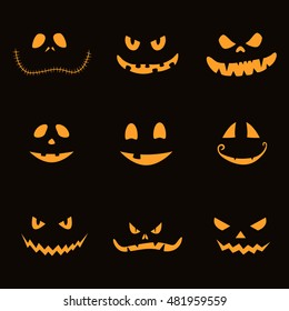 Set halloween scary grimace vector illustration; horror grimace
