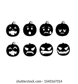Set of Halloween scary pumpkins.