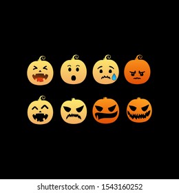 Set of Halloween scary pumpkins. Flat style vector spooky creepy pumpkins