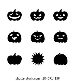 Set de calabazas aterradoras de Halloween. Calabazas espeluznantes de vectores de estilo plano
