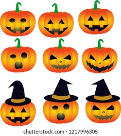 Set of Halloween Scary Pumpkins - Halloween Vector Illustration eps 10