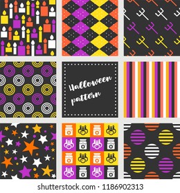 set of halloween seamless pattern, flat design vector