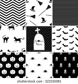 Set of Halloween seamless patterns
