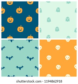 Set of Halloween seamless patterns. Vector illustration